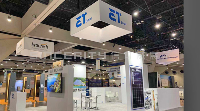 無錫博達(dá)能源北美太陽能展臺(tái)設(shè)計(jì)吊頂?shù)觞c(diǎn)